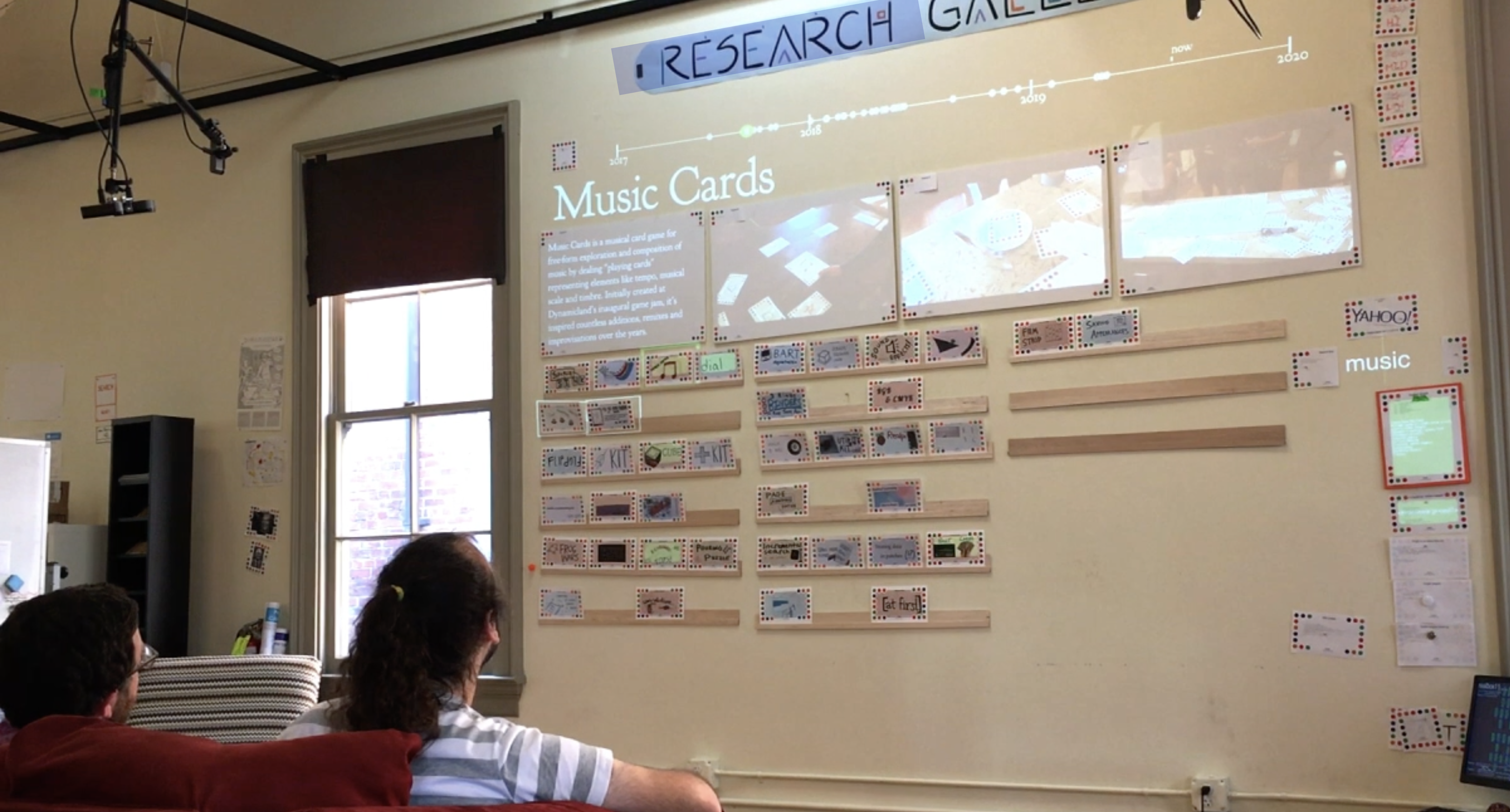 Searching for 'music' and seeing all music projects highlighted on the gallery wall